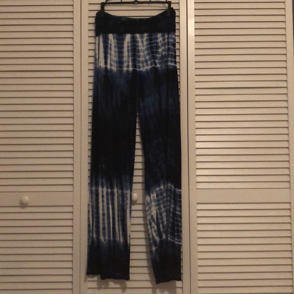 Blue tie-dye jersey pants